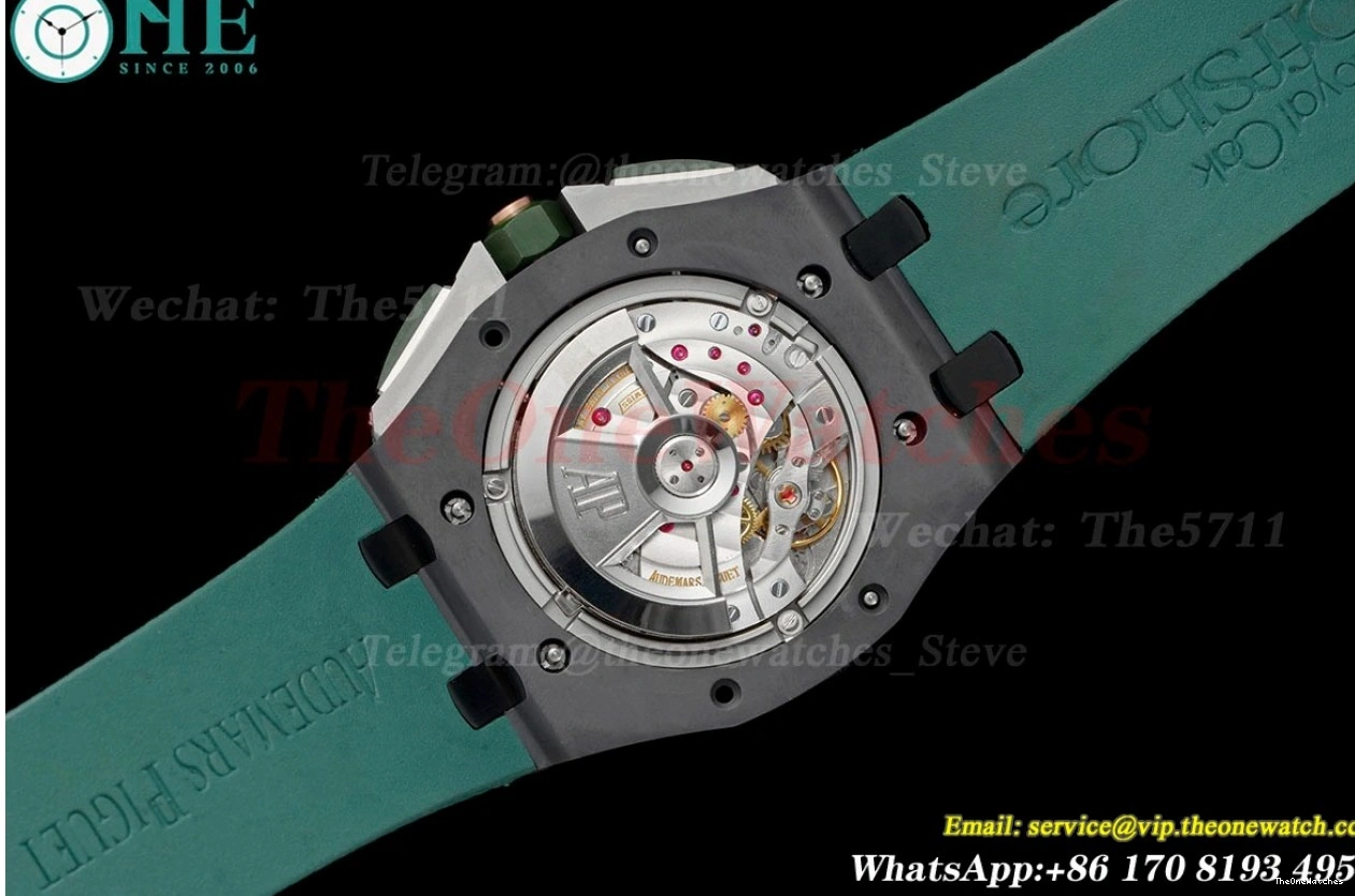 Royal Ceramic Oak Offshore RU 2020 44mm RSF A3126 Dial Green 0430